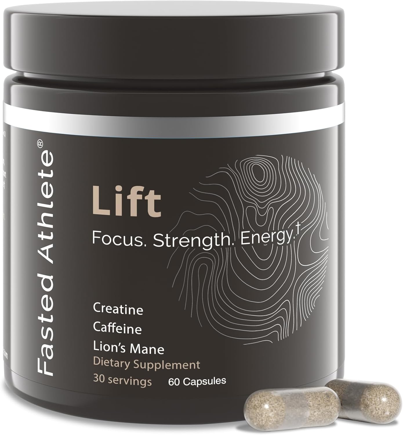 Lions Mane Mushroom and Creatine Nootropic Supplement for Athletes - Memory Boost, Focus, Brain Fog Elimination - 60 Capsules