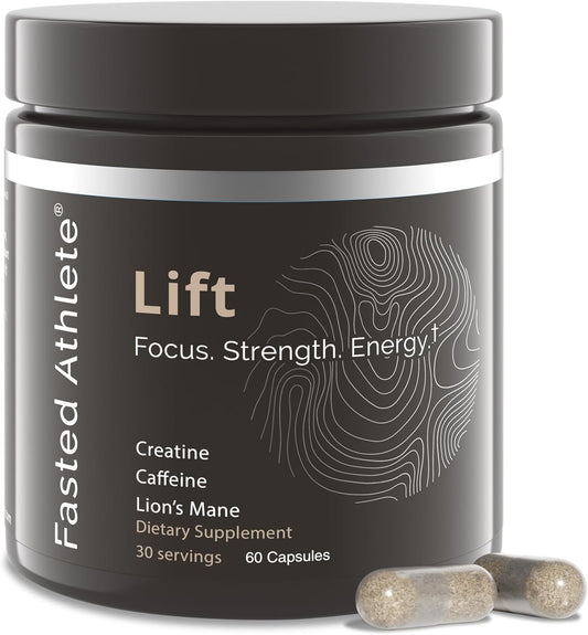 Lions Mane Mushroom and Creatine Nootropic Supplement for Athletes - Memory Boost, Focus, Brain Fog Elimination - 60 Capsules