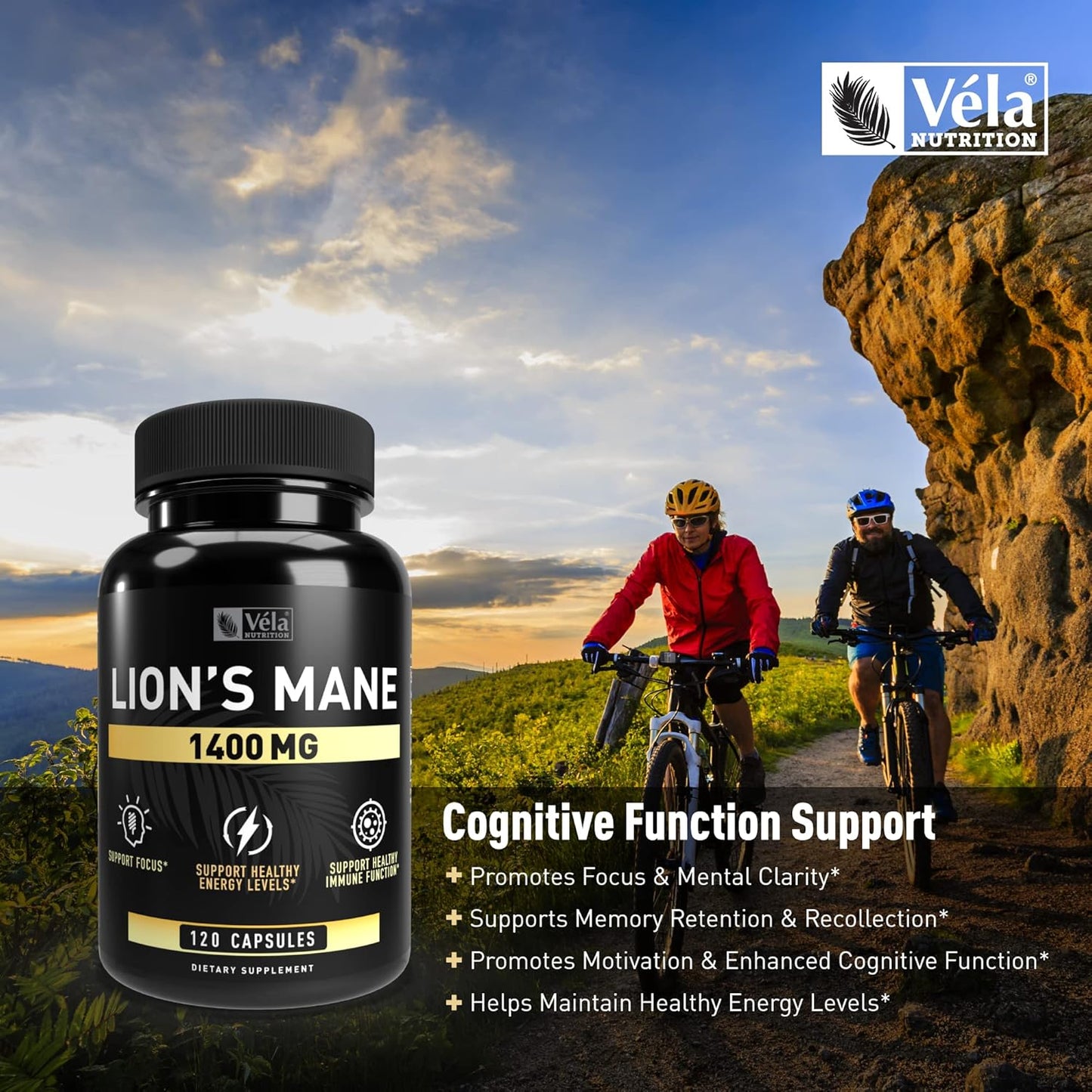 Lion's Mane Mushroom Capsules 1500mg - Focus, Energy, Immune Support - 120 Count - Non-GMO, Third-Party Tested