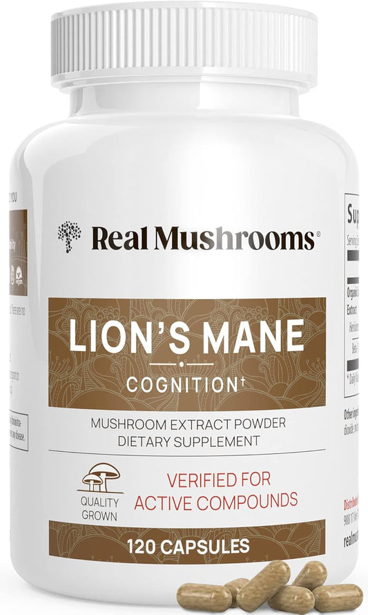 Lions Mane Mushroom Extract Capsules for Cognitive Support (120 Capsules) | Brain Boosting Supplement for Focus and Memory