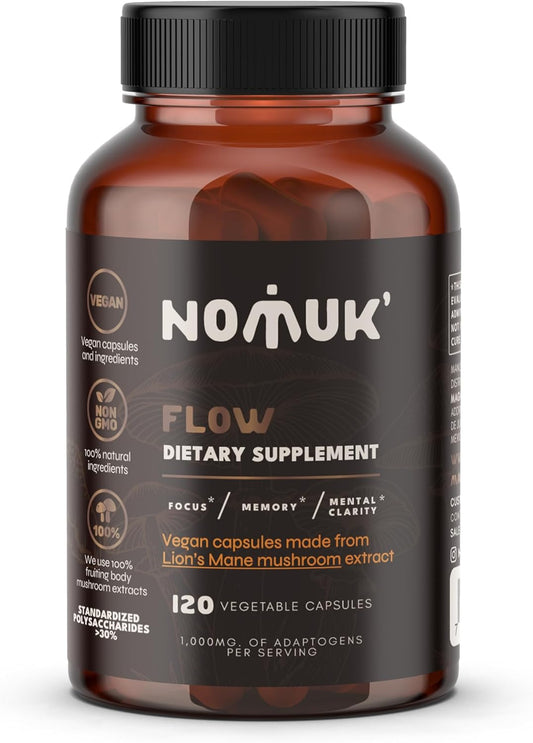 Lions Mane Mushroom Extract Capsules for Focus, Memory, and Clarity - 100% Fruiting Body Supplement - 120 Count