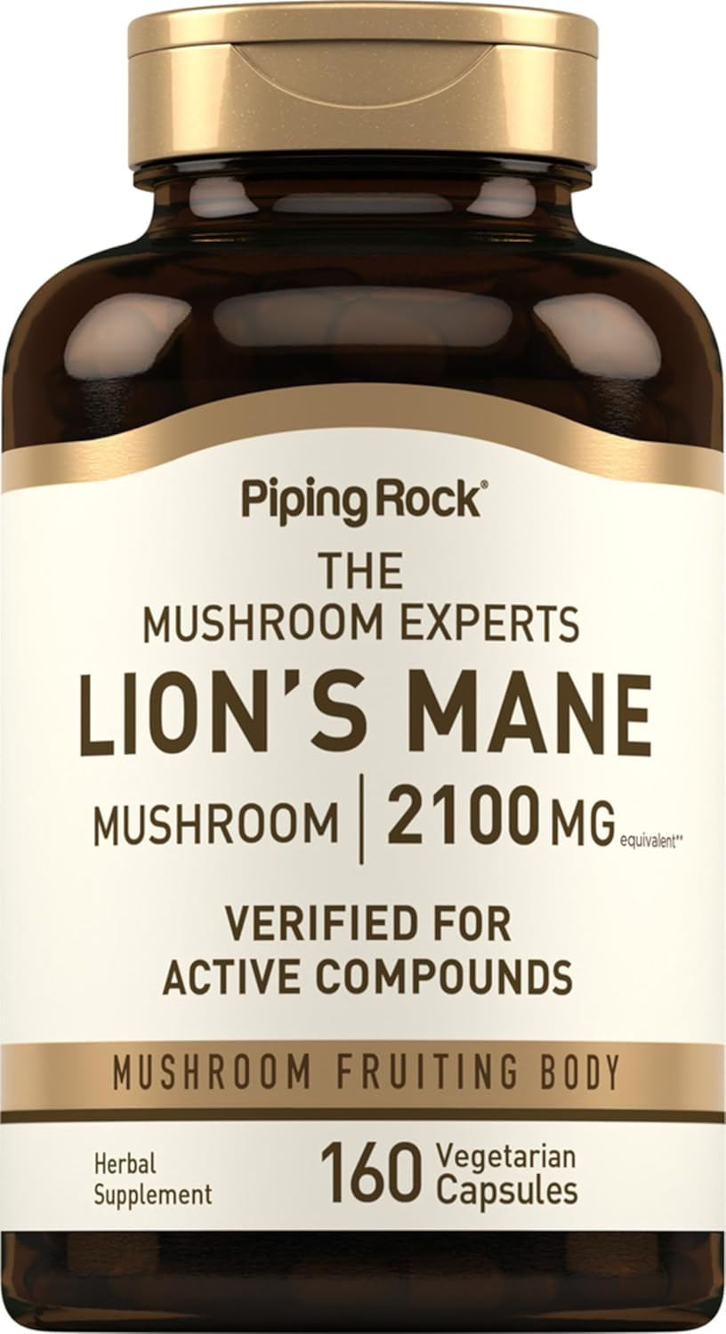 Lions Mane Mushroom Supplement 2100mg - 160 Capsules for Women and Men - Vegetarian, Non GMO & Gluten Free