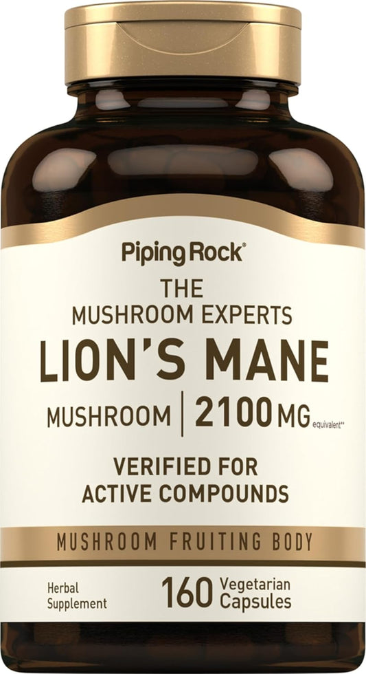 Lions Mane Mushroom Supplement 2100mg - 160 Capsules for Women and Men - Vegetarian, Non GMO & Gluten Free