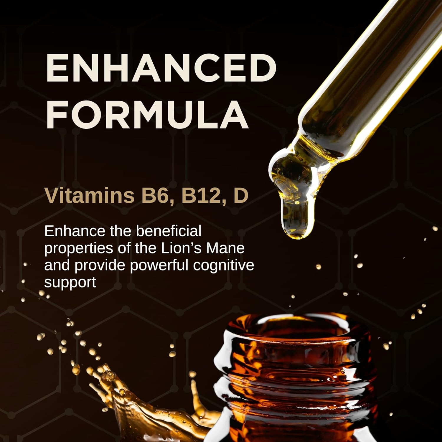 Lion’s Mane Mushroom Tincture for Cognitive Function - Liquid Supplement with B12, B6, D Vitamins - Memory, Focus, Concentration - Vegan Drops (4 Fl Oz)