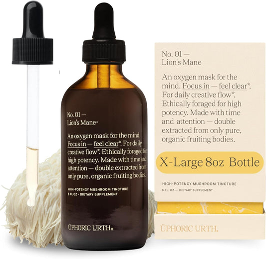 Lions Mane Mushroom Tincture for Mental Clarity & Brain Function - Double Extracted Fruitbody Formula for Memory, Creativity, Mood - 240 Servings