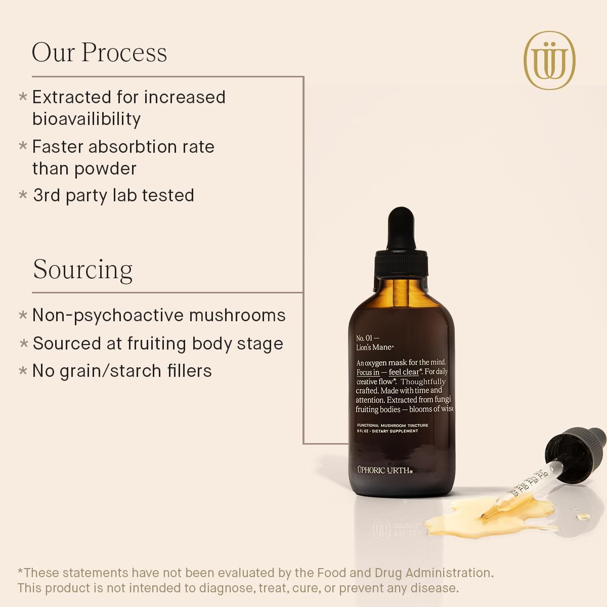 Lions Mane Mushroom Tincture for Mental Clarity & Brain Function - Double Extracted Fruitbody Formula for Memory, Creativity, Mood - 240 Servings