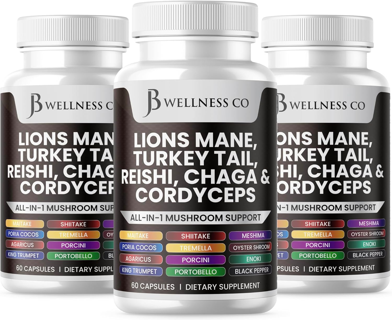 Lions Mane & Turkey Tail Mushroom Supplement for Cognitive & Immune Support - 180 Capsules
