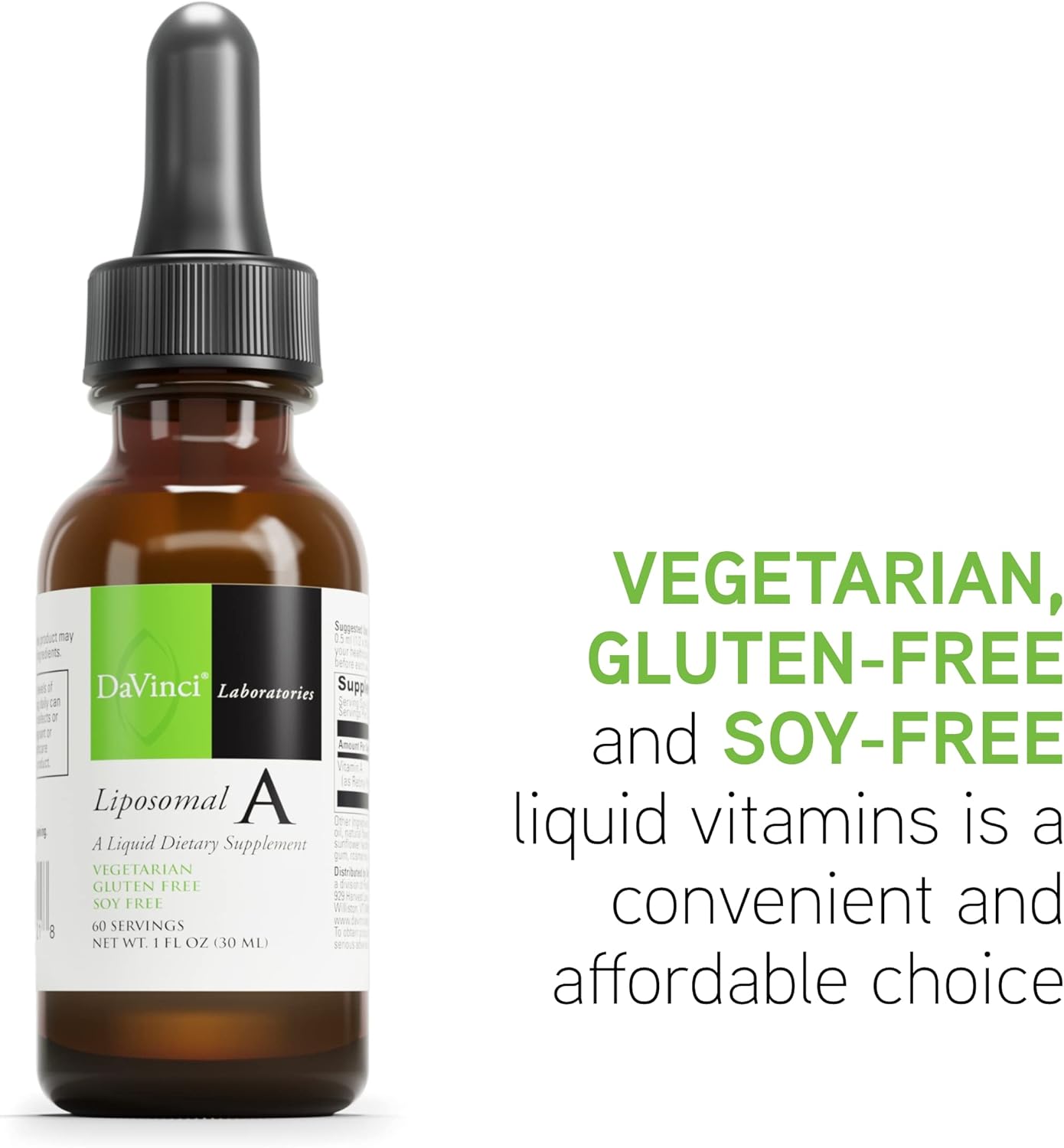 Liposomal A Liquid Vitamin A Supplement for Bone, Skin, Gut, Vision, Immune Health - Gluten-Free - 30 ml
