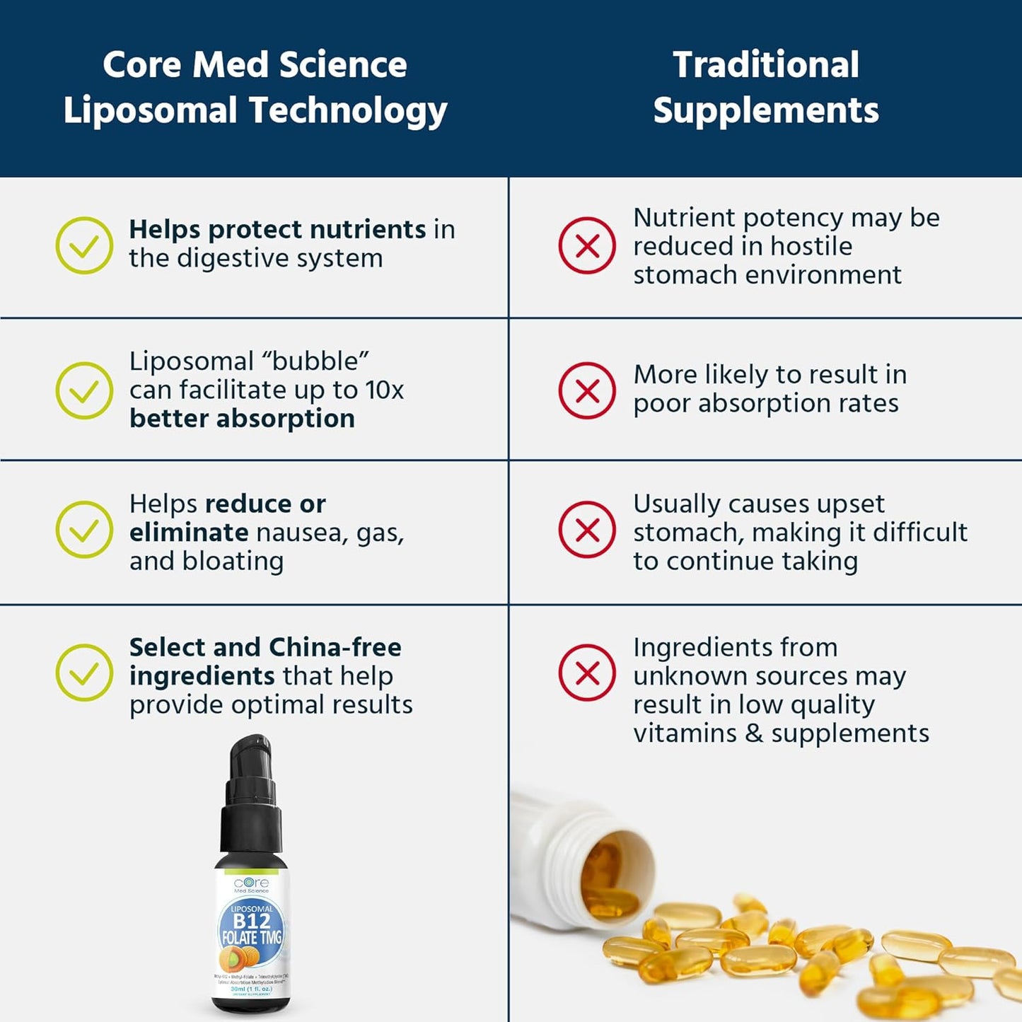 Liposomal B12 Folate TMG Liquid Spray - Mood, Cognitive, & Heart Health Support - Vitamin B9 & Betaine Supplement for Women & Men - 1 Fl Oz