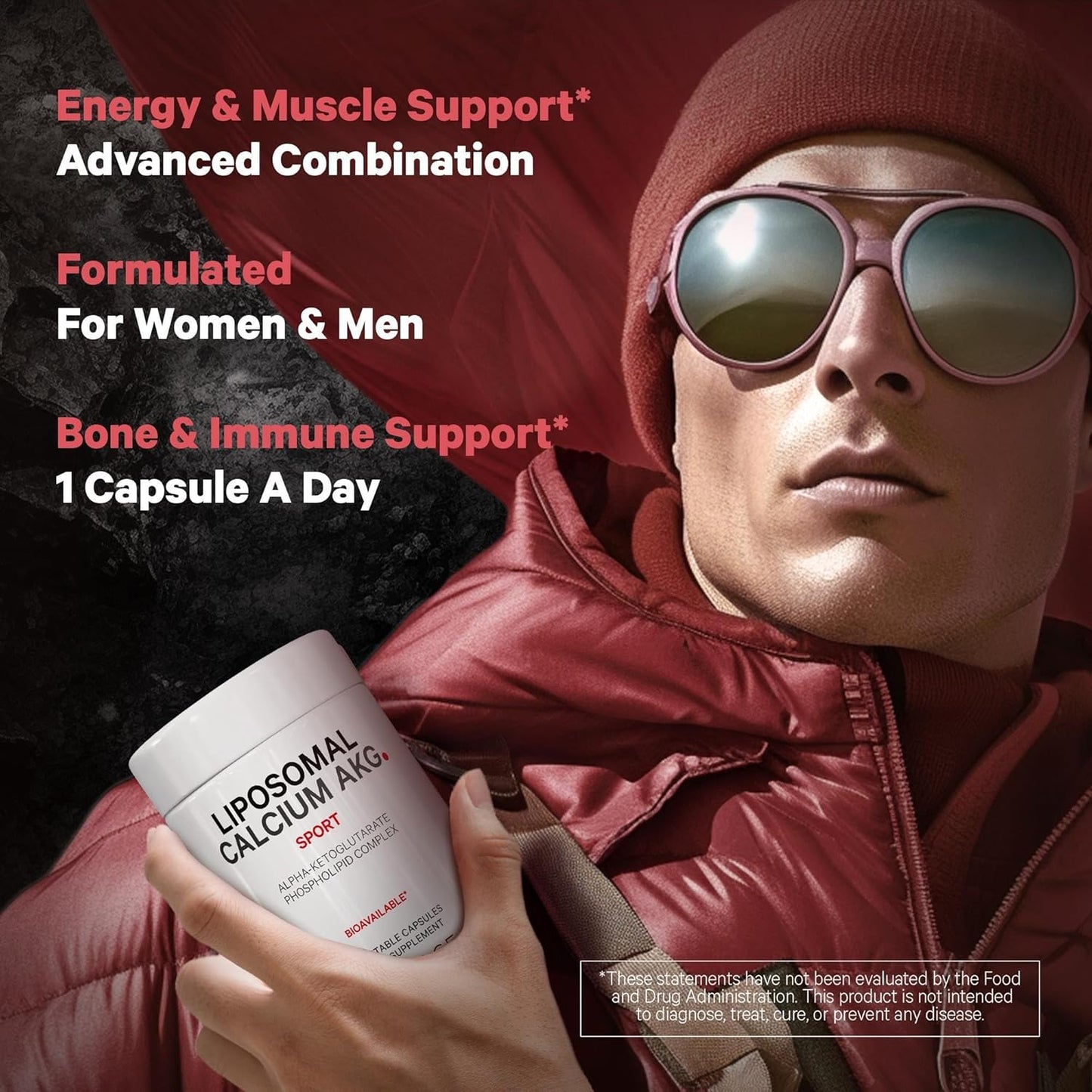 Liposomal Calcium AKG Supplement - 2-Month Supply - Non-GMO, Gluten-Free - 60 Capsules