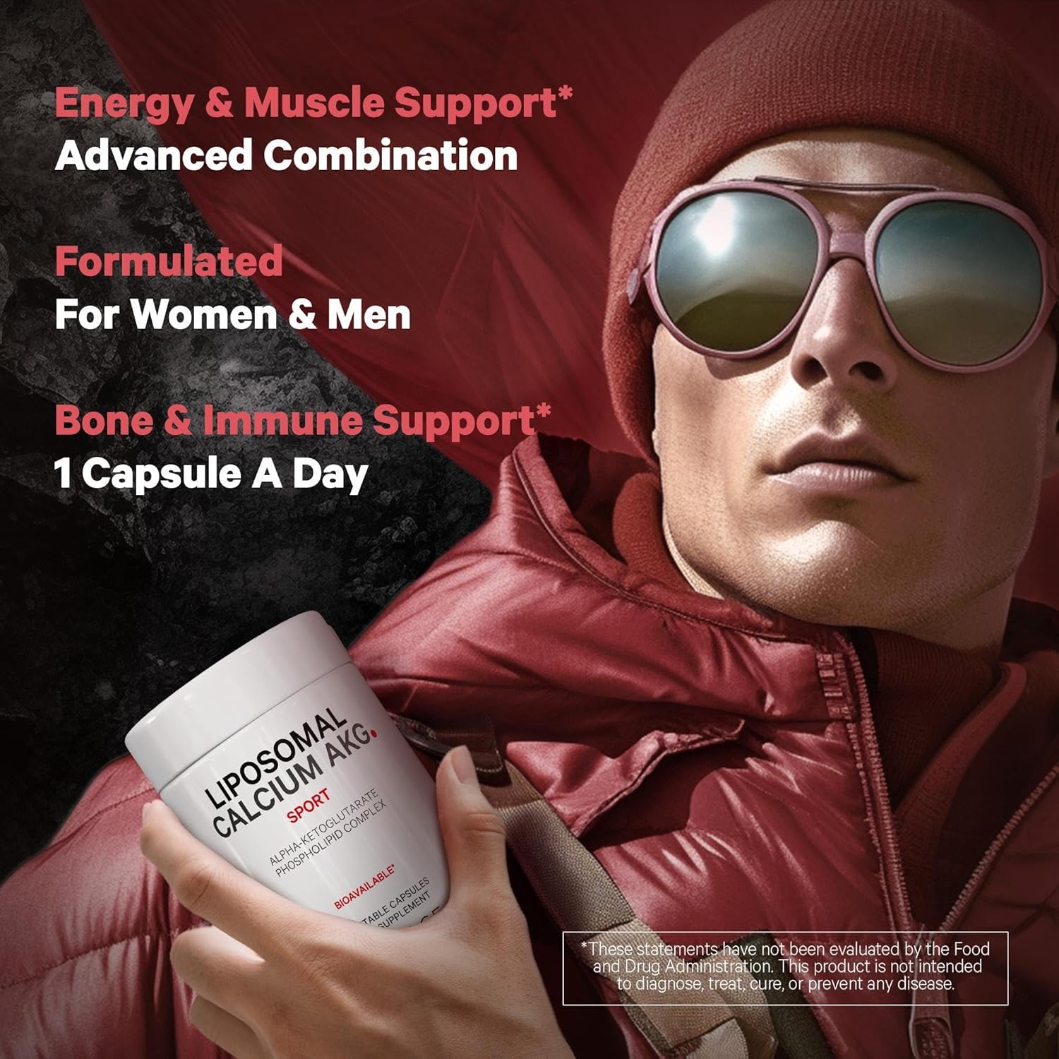Liposomal Calcium AKG Supplement - 2-Month Supply - Non-GMO, Gluten-Free - 60 Capsules