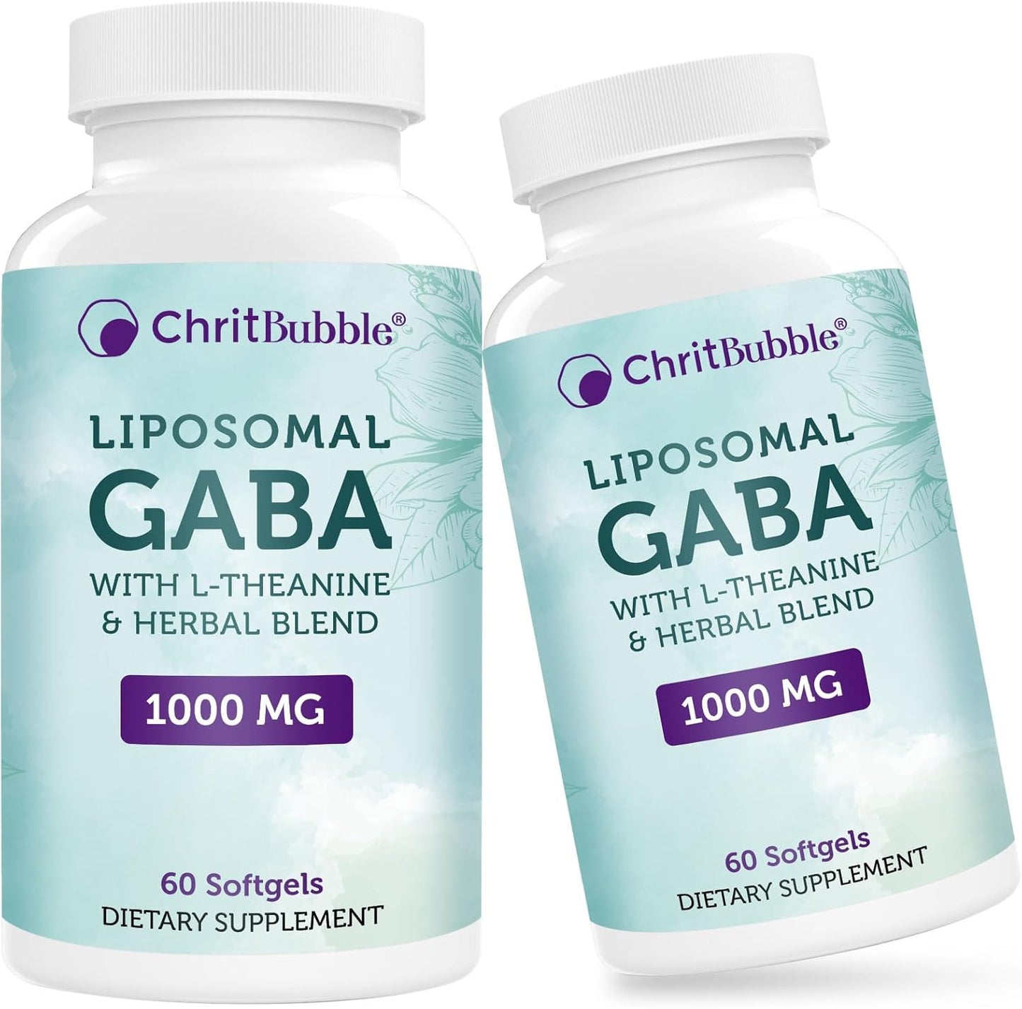 Liposomal GABA Supplements with L-Theanine, Ashwagandha, Chamomile, and Tart Cherry - 1000mg/200mg - High Absorption - 120 Softgels - Non-GMO - Gluten Free