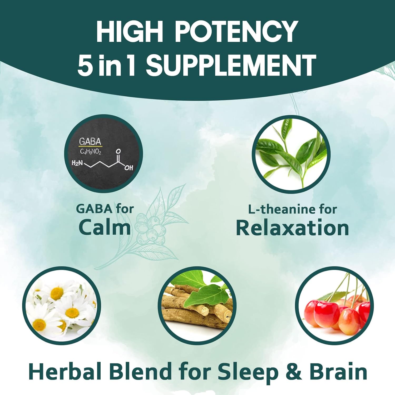 Liposomal GABA Supplements with L-Theanine, Ashwagandha, Chamomile, and Tart Cherry - 1000mg/200mg - High Absorption - 120 Softgels - Non-GMO - Gluten Free