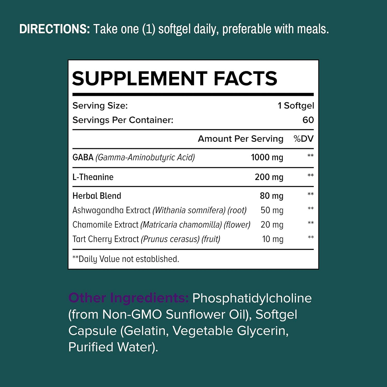 Liposomal GABA Supplements with L-Theanine, Ashwagandha, Chamomile, and Tart Cherry - 1000mg/200mg - High Absorption - 120 Softgels - Non-GMO - Gluten Free