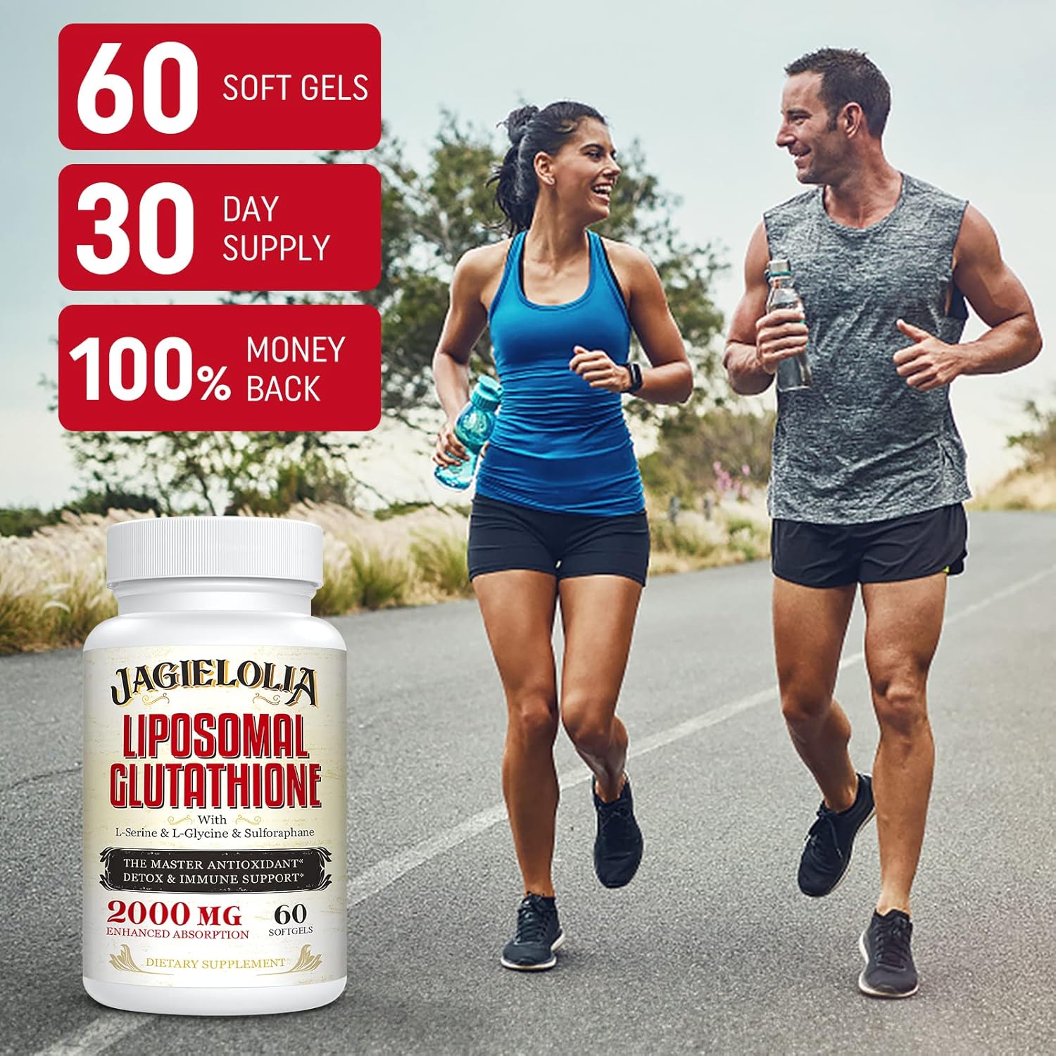 Liposomal Glutathione 2000mg Softgels with L-Serine, L-Glycine & Sulforaphane - Enhanced Absorption Formula for Antioxidant & Immune Support