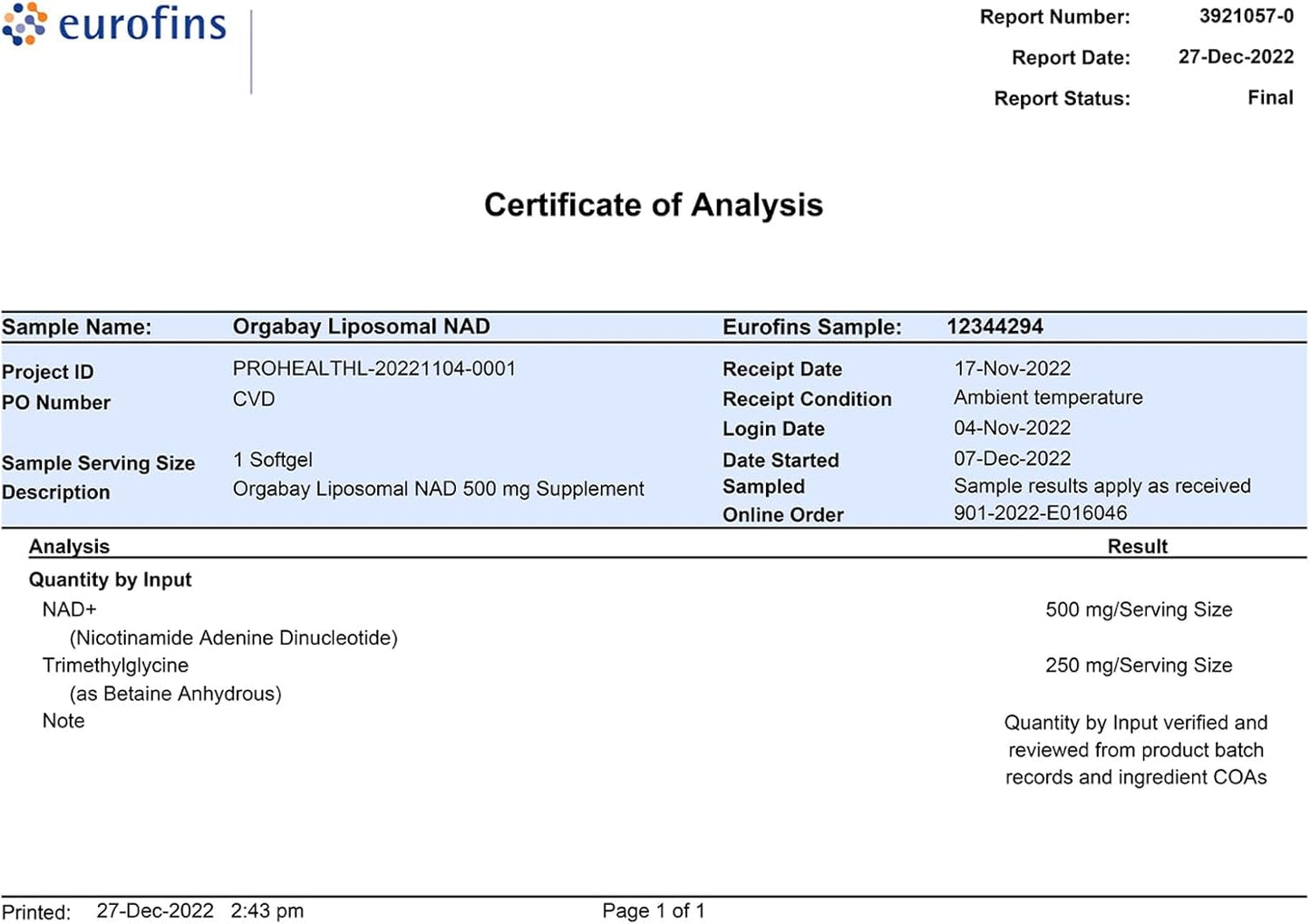 Liposomal NAD+ Supplement 500mg with TMG 250mg for Enhanced Absorption and Cellular Energy Support - 480 Softgels