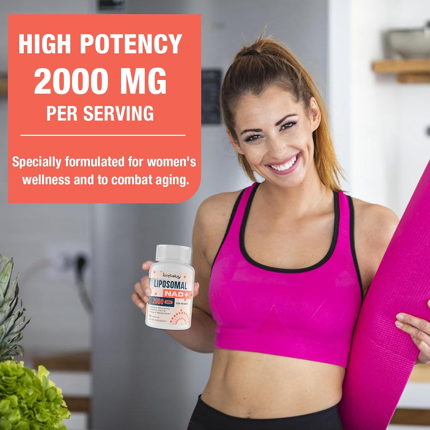 Liposomal NAD+ Supplement for Women with Ashwagandha, Maca, Black Cohosh, and Ginkgo Biloba - Max Absorption for Menopause, Cognitive Clarity, Energy, and Aging Defense - 90 Capsules, 2000MG