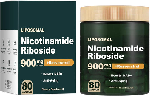 Liposomal NAD+ Supplement with Nicotinamide Riboside, Resveratrol, Quercetin - Anti-Aging - 80 Capsules