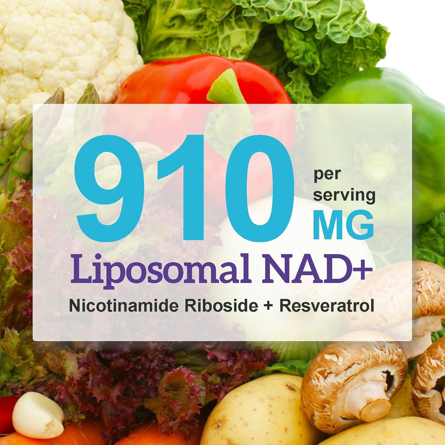 Liposomal NAD+ Supplement with Resveratrol 910mg - Supports Muscle, Brain, Energy - 120 Capsules for Men and Women