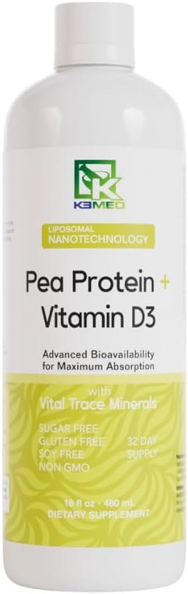 Liposomal Nanotechnology Pea Protein with Vitamin D3 for Optimal Nutrition - 100% Natural Ingredients - 16 Fl. Oz. - 32 Servings
