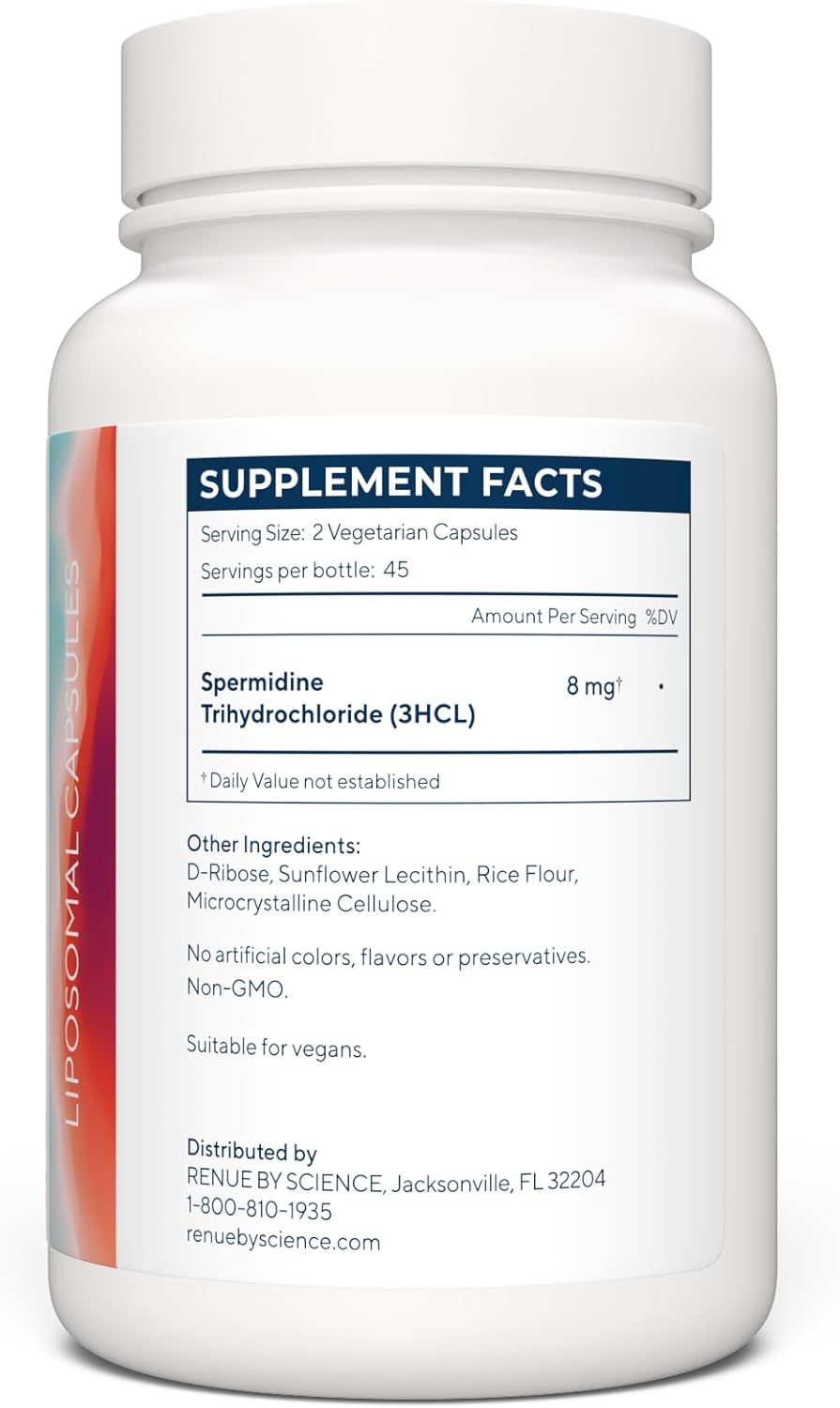 Liposomal Spermidine Supplements for Women and Men | 90 Capsules with 8mg Spermidine | Non-GMO, Allergen-Free, USA Made, Third-Party Tested