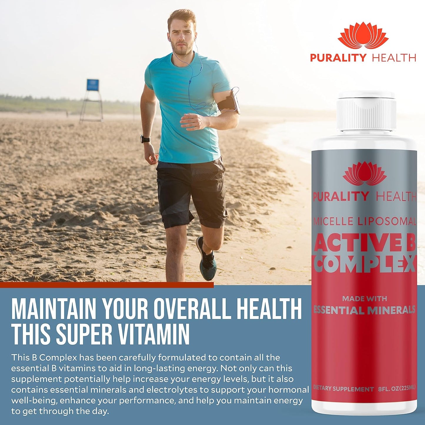 Liposomal Vitamin B Complex Liquid Supplement with Essential Minerals - Enhanced Absorption Formula for 15 Days