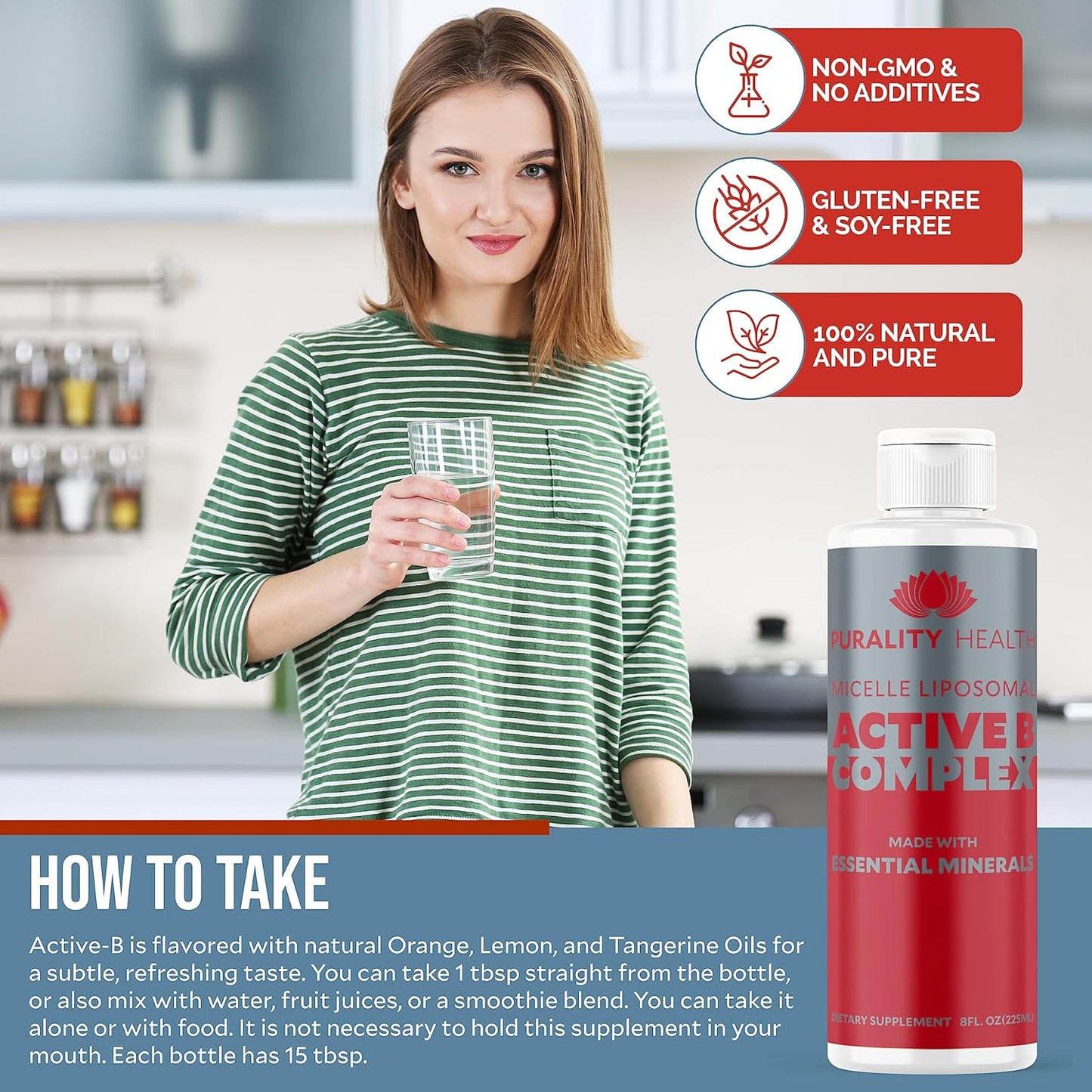 Liposomal Vitamin B Complex Liquid Supplement with Essential Minerals - Enhanced Absorption Formula for 15 Days