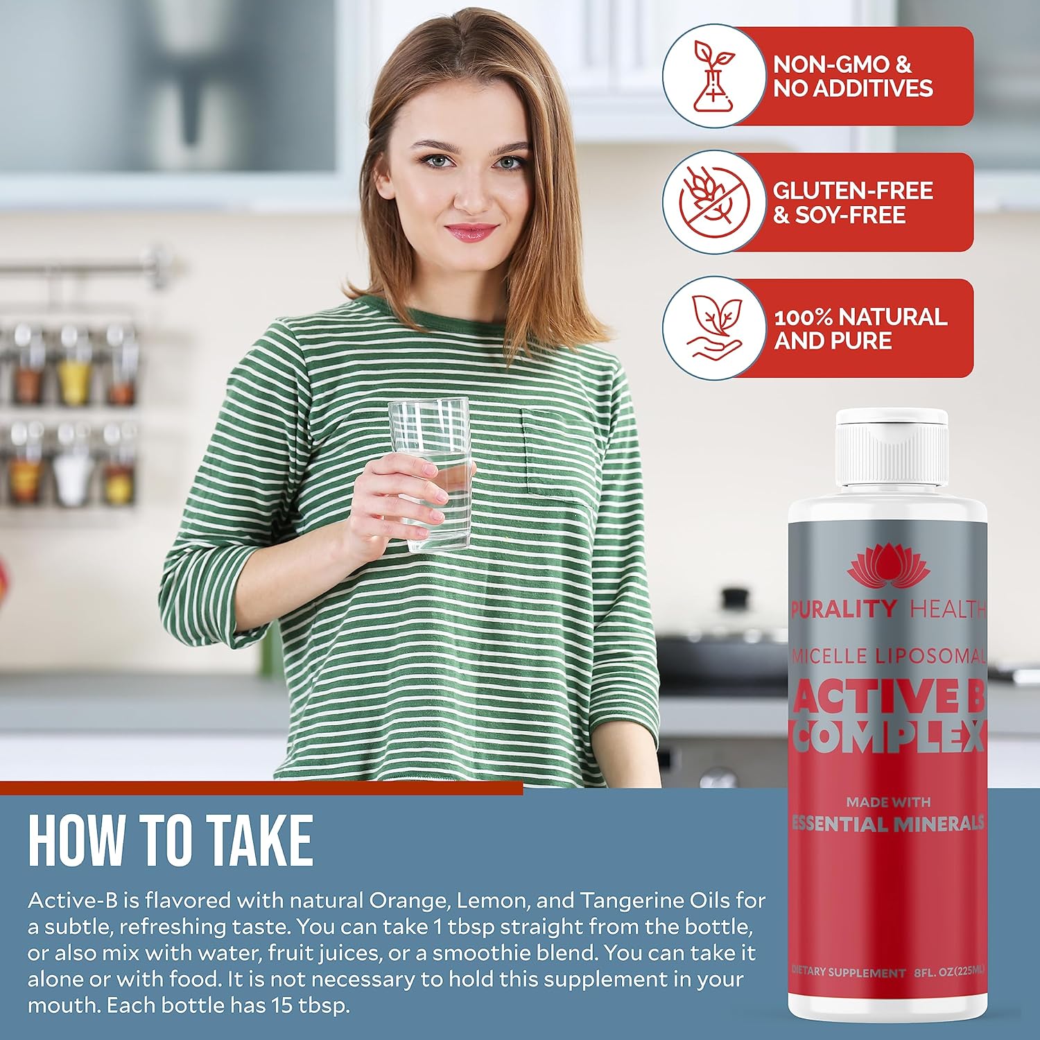 Liposomal Vitamin B Complex Liquid Supplement with Essential Minerals - Enhanced Absorption Formula for 15 Days