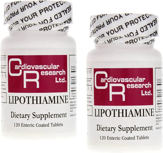 Lipothiamine B Supplement with Alpha Lipoic Acid - 240 Tablets for Cardiovascular Health - 2 Bottles of 120 Count