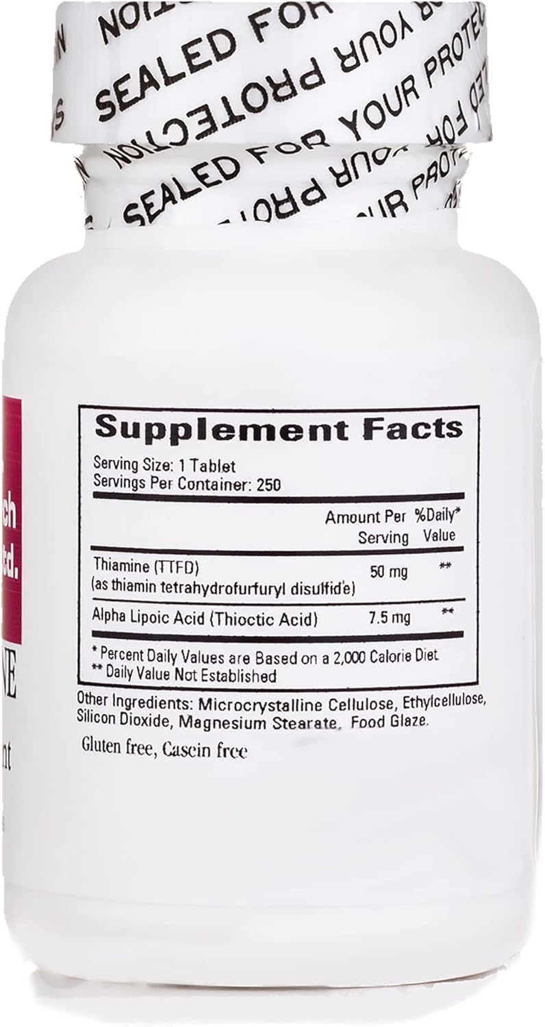 Lipothiamine B Supplement with Alpha Lipoic Acid - 250 Tablets for Cardiovascular Health - Vitamin B1 Formula - 1 Bottle of 250 Count