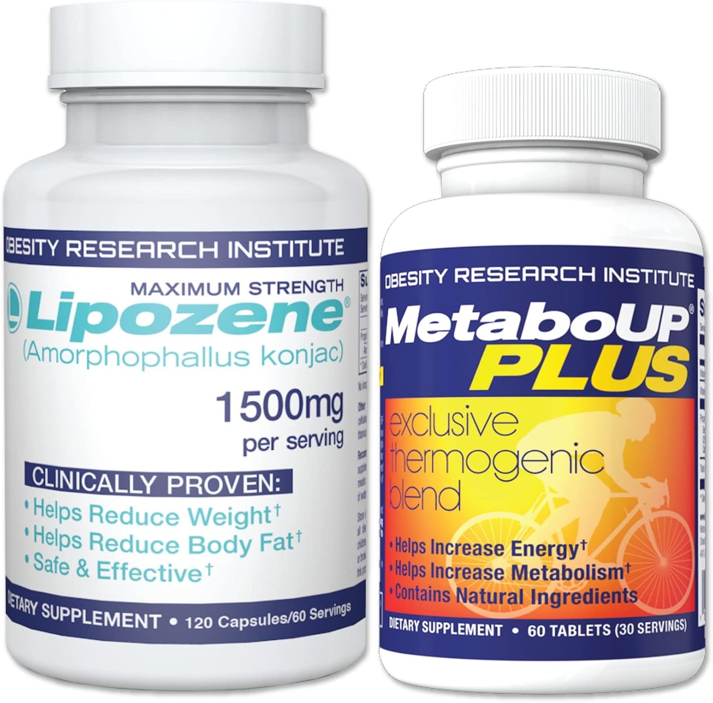 Lipozene Weight Loss Combo: Mega Bottle 120 Count + MetaboUP Thermogenic 60 Count - Boost Metabolism, Energy, Control Appetite
