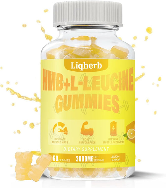 Liqherb HMB L-Leucine Gummies 3000mg for Muscle Recovery & Endurance - Non GMO, Vegan, Gluten-Free - 120 Count
