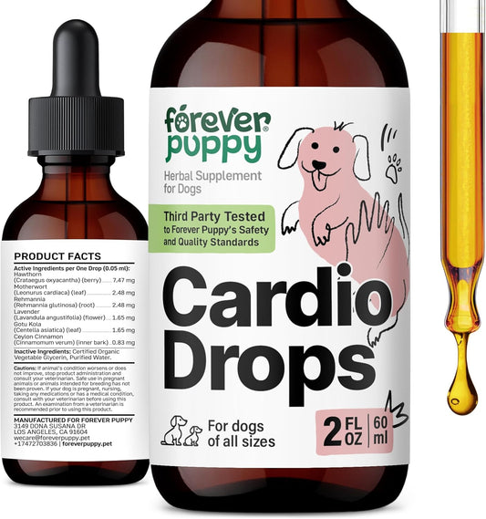 Liquid Antioxidant Supplement for Dogs with Hawthorn Berry, Motherwort Herb, Gotu Kola, and Lavender Extract - 2 fl oz