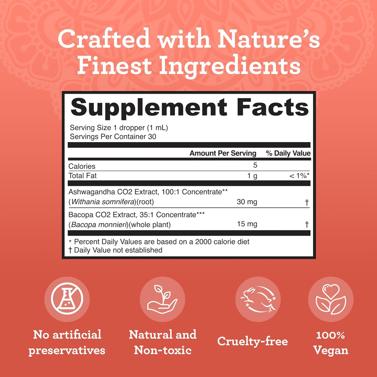 Liquid Ashwagandha with Bacopa Extract Drops - 1 Fl Oz - Natural Dietary Supplement for Immune, Focus, and Relaxation - Vegan & Alcohol-Free Formula for Men & Women
