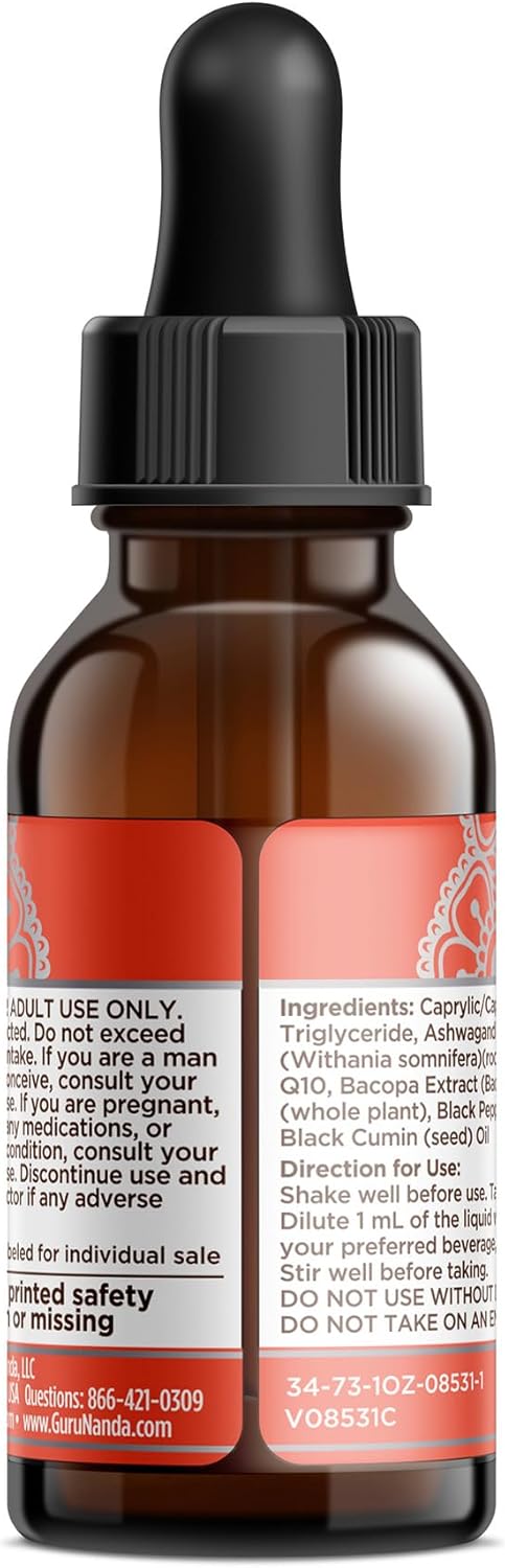 Liquid Ashwagandha with Bacopa Extract Drops - 1 Fl Oz - Natural Dietary Supplement for Immune, Focus, and Relaxation - Vegan & Alcohol-Free Formula for Men & Women