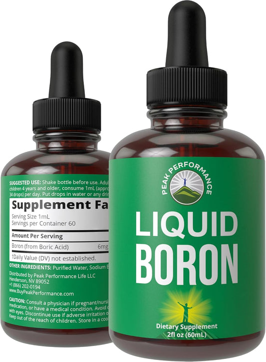 Liquid Boron Supplement - USA Mined, Vegan Ionic Trace Minerals for Bone & Joint Health - Zero Sugar, High Bioavailability - Men & Women's Peak Performance