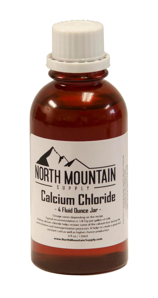 Liquid Calcium Chloride for Cheese Production - 4 fl oz - Enhance Pasteurized Milk Quality - Made in Italy by North Mountain Supply