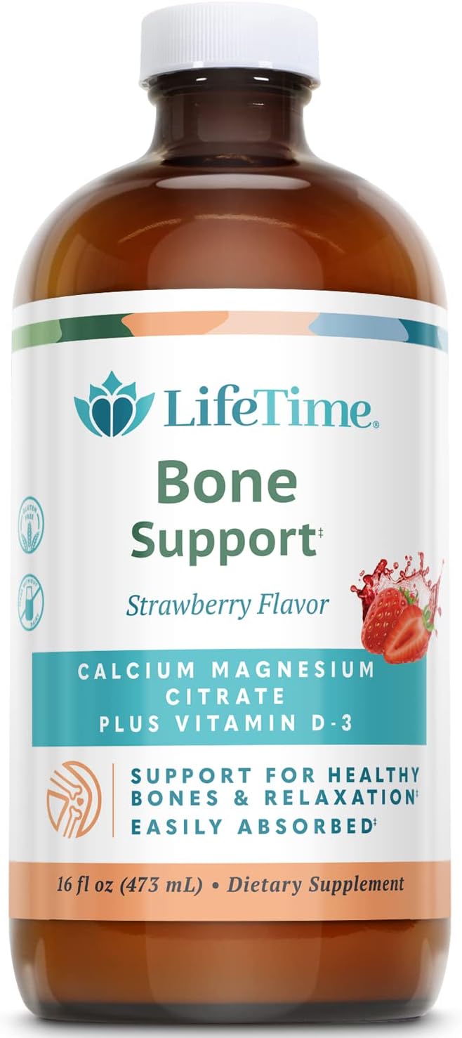 Liquid Calcium Magnesium Citrate Supplement with Natural Strawberry Flavor - 16 fl. oz. Bottle from LifeTime Vitamins