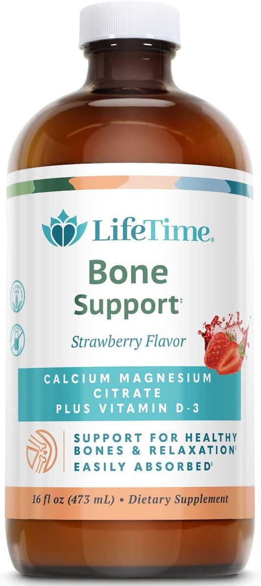 Liquid Calcium Magnesium Citrate Supplement with Natural Strawberry Flavor - 16 fl. oz. Bottle from LifeTime Vitamins