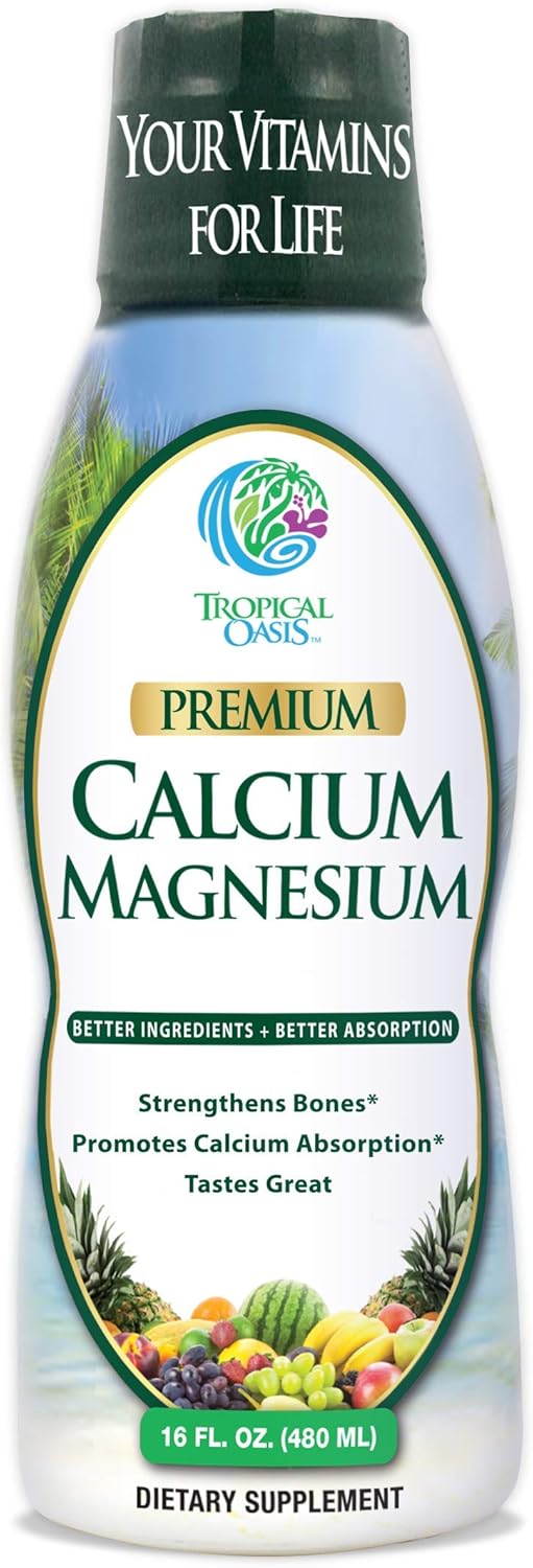 Liquid Calcium & Magnesium Supplement - Natural Formula for Strong Bones - Liquid Vitamins with Calcium - 16oz, 32 Servings