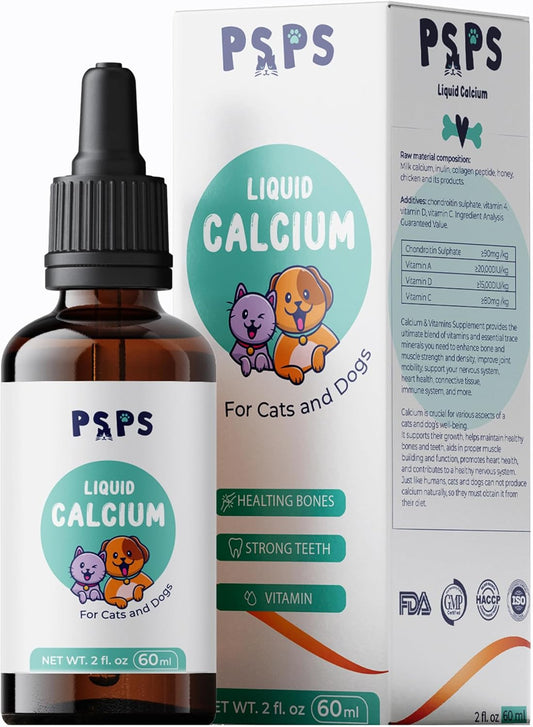 Liquid Calcium Supplement for Pets with Vitamin A, C, D - Supports Bone Strength, Immunity, and Wellness - 2oz