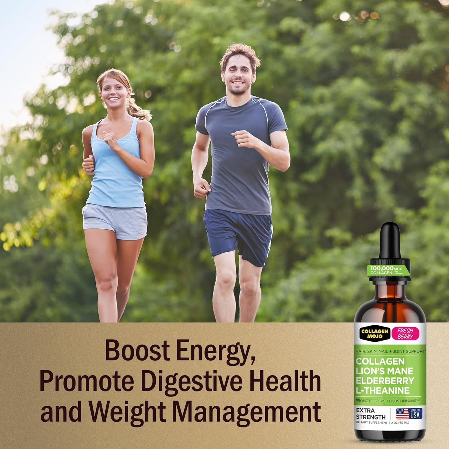 Liquid Collagen Peptides with Lion's Mane Mushroom & Elderberry - Hair, Skin, Nails & Joint Support - High Absorption Formula for Men & Women - 100,000mcg, 2 Oz