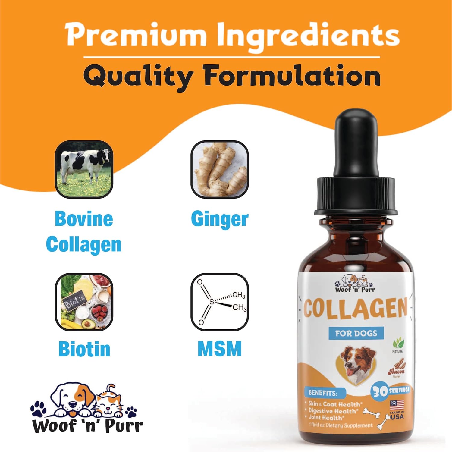 Liquid Collagen Skin and Coat Supplement for Dogs - 1 fl oz Bottle