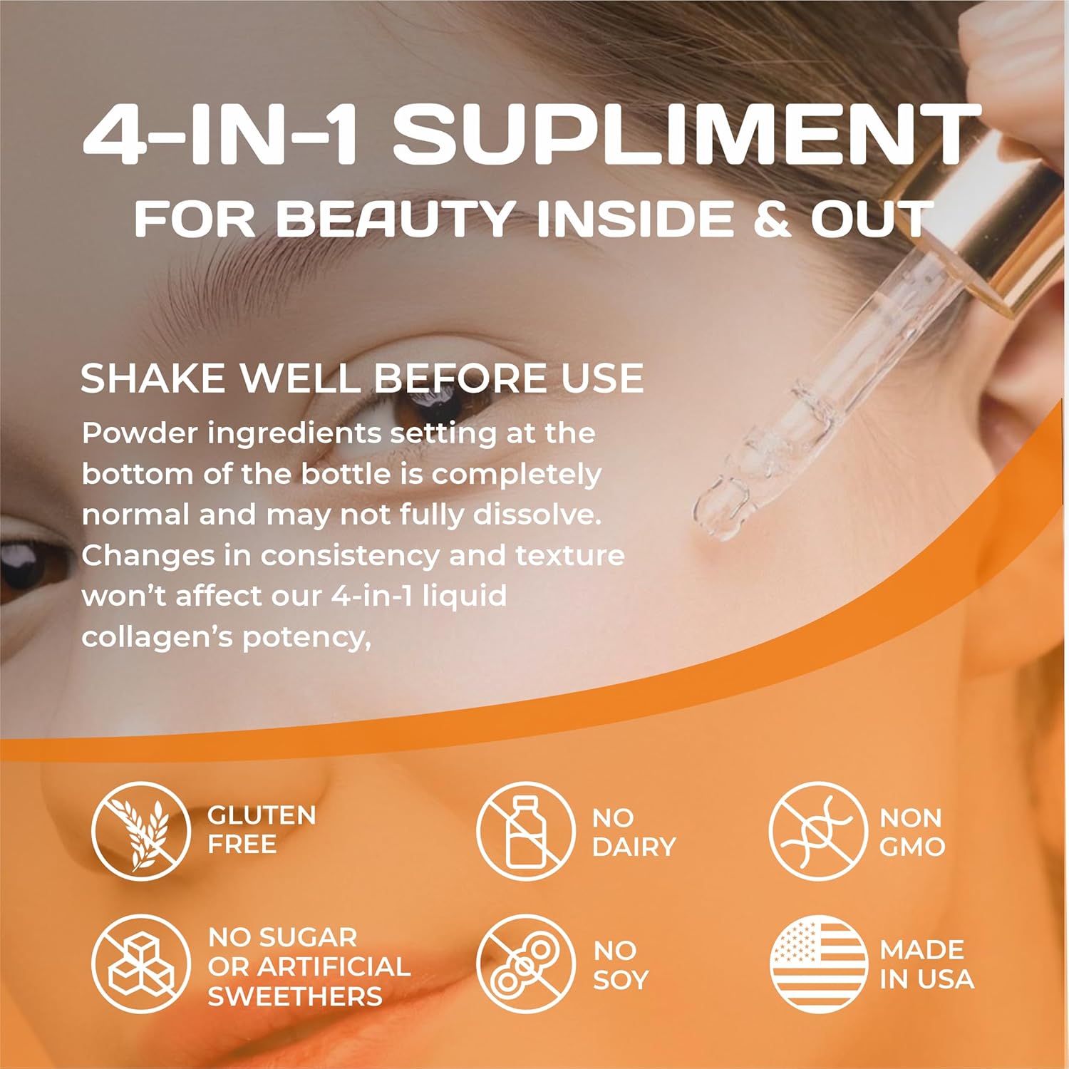 Liquid Collagen Supplement for Women - Hair Skin Nails Formula with Biotin, Keratin, Saw Palmetto - 4fl oz, Made in USA