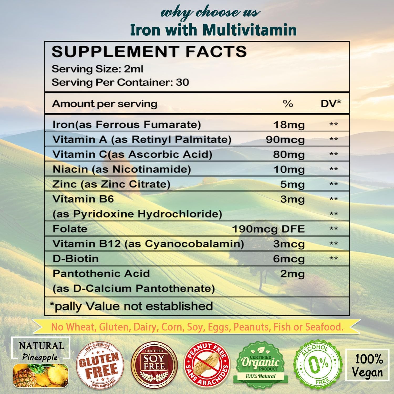 Liquid Cortisol Supplement Drops for Women, Men, and Kids - Iron Boosting Formula