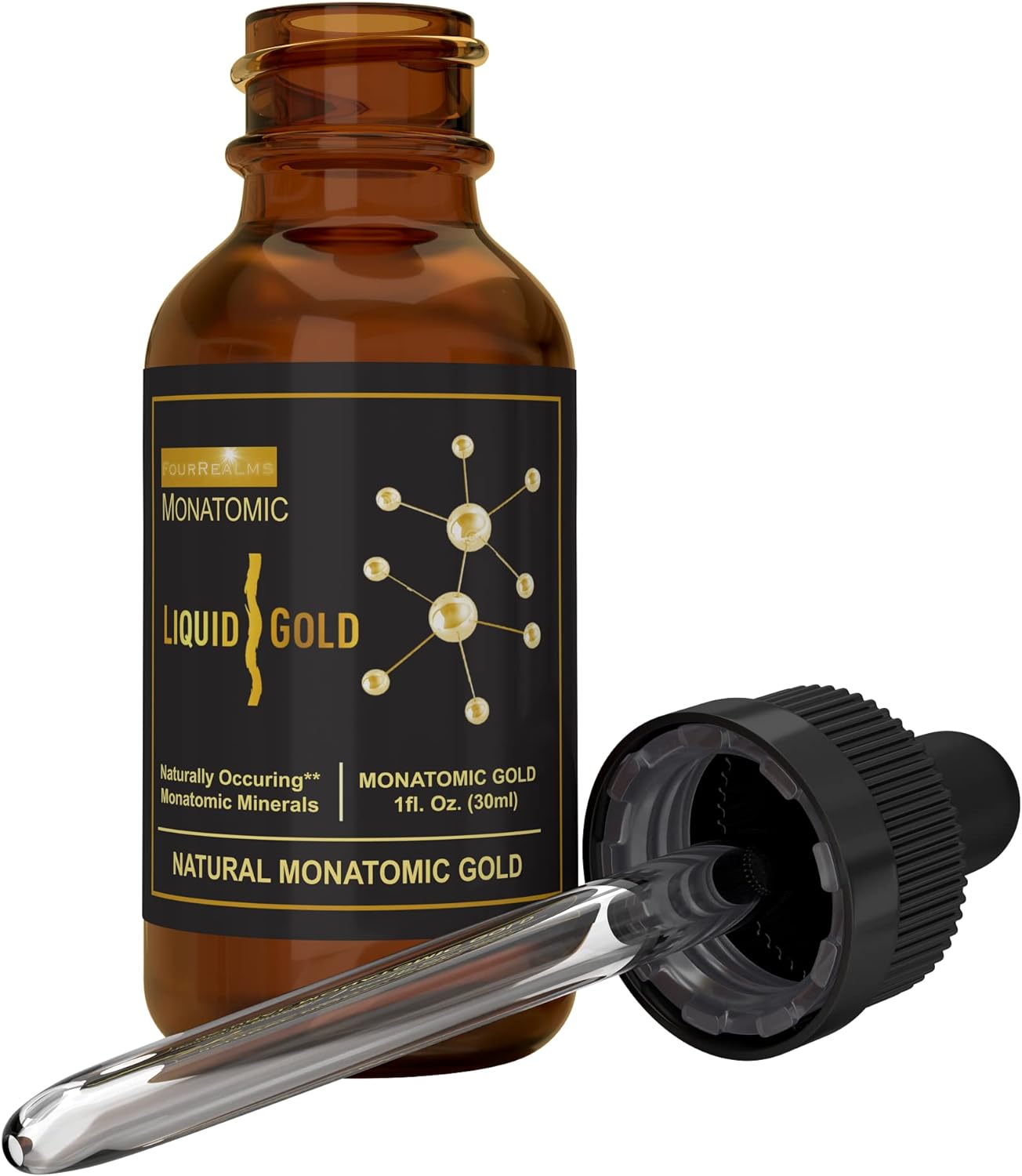 Liquid Gold ORMUS Monoatomic White Powder Gold Trace Mineral Solution 1 oz - Pure 24k Gold M-State Minerals