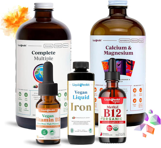 Liquid Health Ultimate Bariatric Liquid Vitamin Supplement Bundle - Adult Daily Multivitamin with Iron, Calcium, Magnesium, Vegan D3 & Organic B12