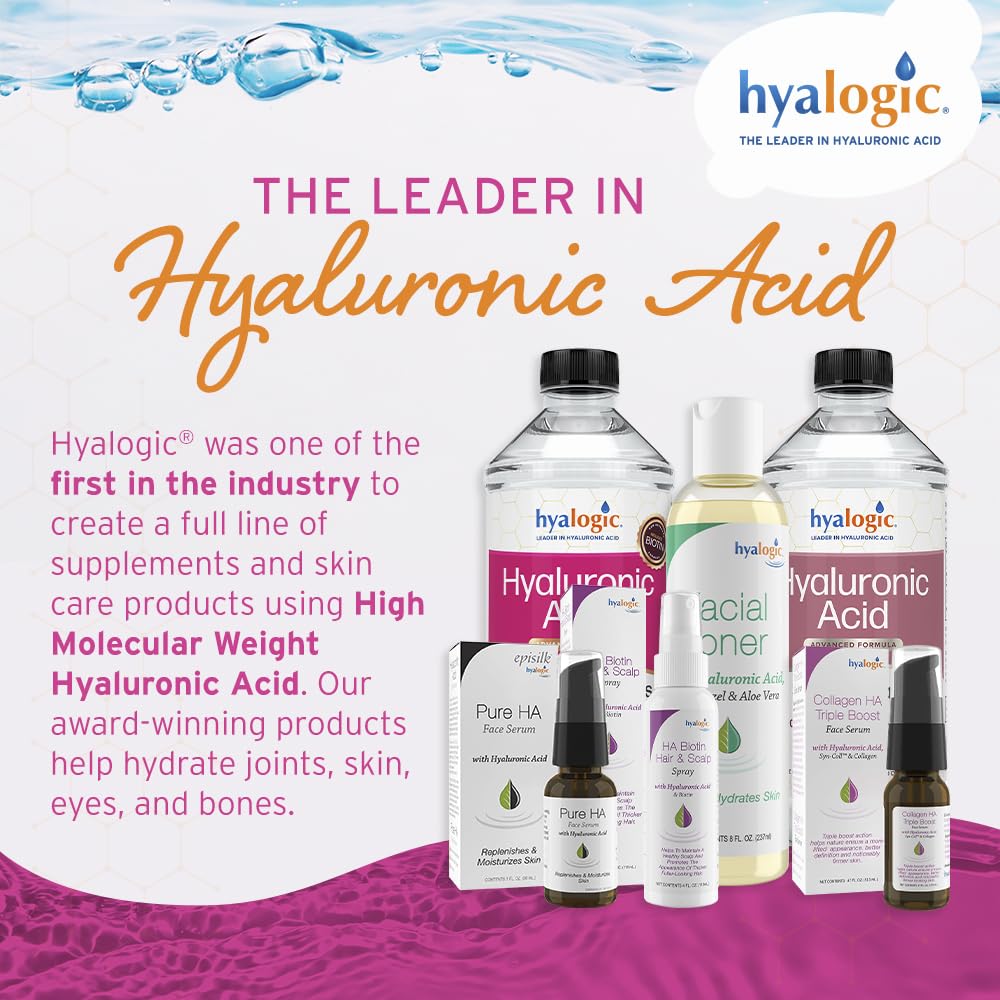Liquid Hyaluronic Acid Supplement with Biotin and MSM for Healthy Hair, Skin, and Nails - Natural Hydration for Whole Body - 12 oz Bottle