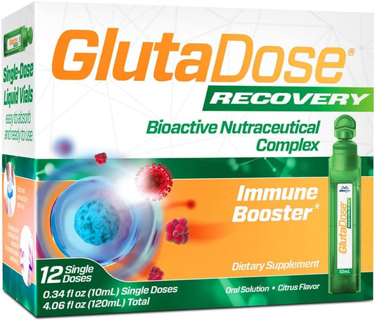Liquid Immune Support Supplement with Glutathione, Astragalus, Echinacea, and Acerola - Cold & Flu Care Package for Kids & Adults - 12 Vials