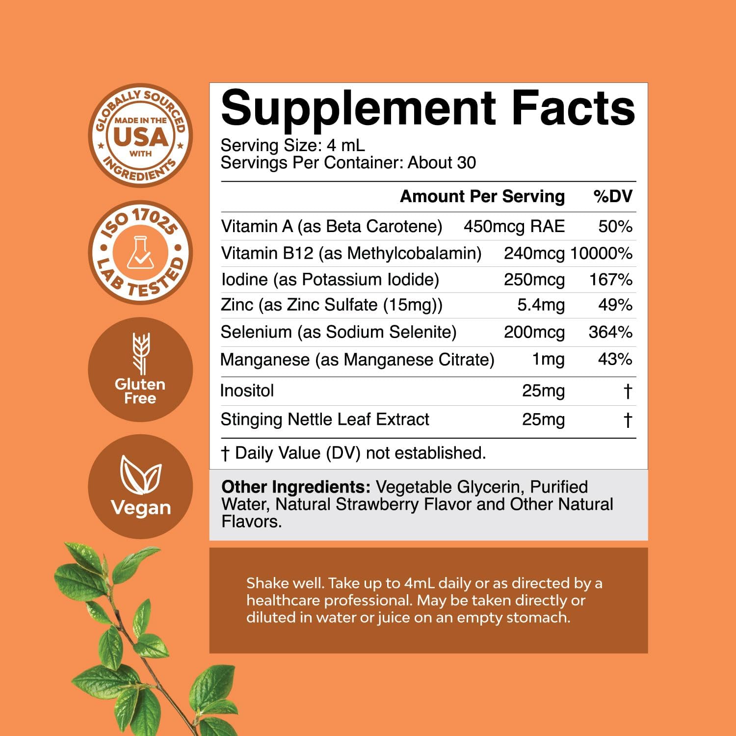 Liquid Iodine Thyroid Support Supplement with Myo-Inositol and Selenium - Vegan Formula for Enhanced Energy and Focus - 2 Pack